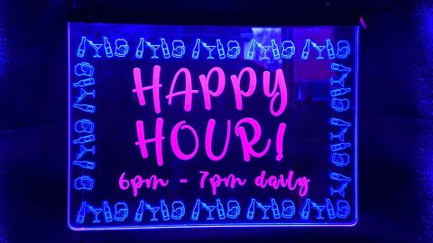 Two-colour illuminated acrylic sign