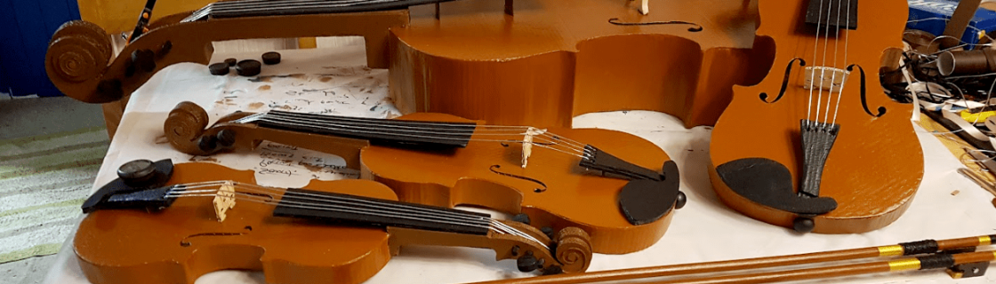 Recycled cardboard string quartet